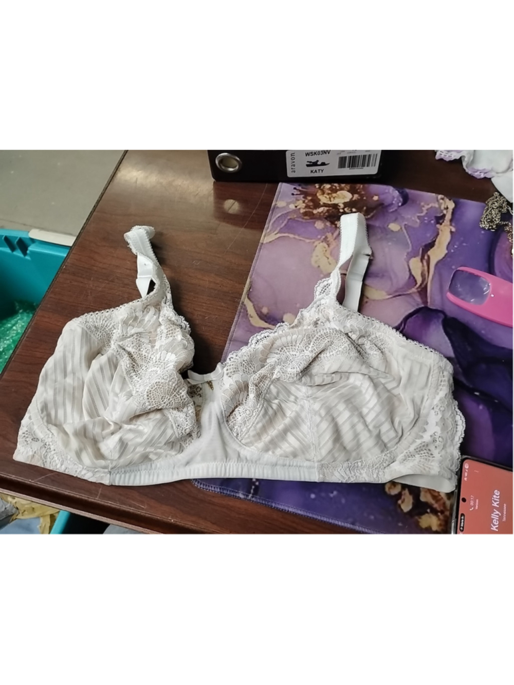 Amoena Karolina Bra Wire Lace Pocketed Post‎ Mastectomy Purple Sz 38A